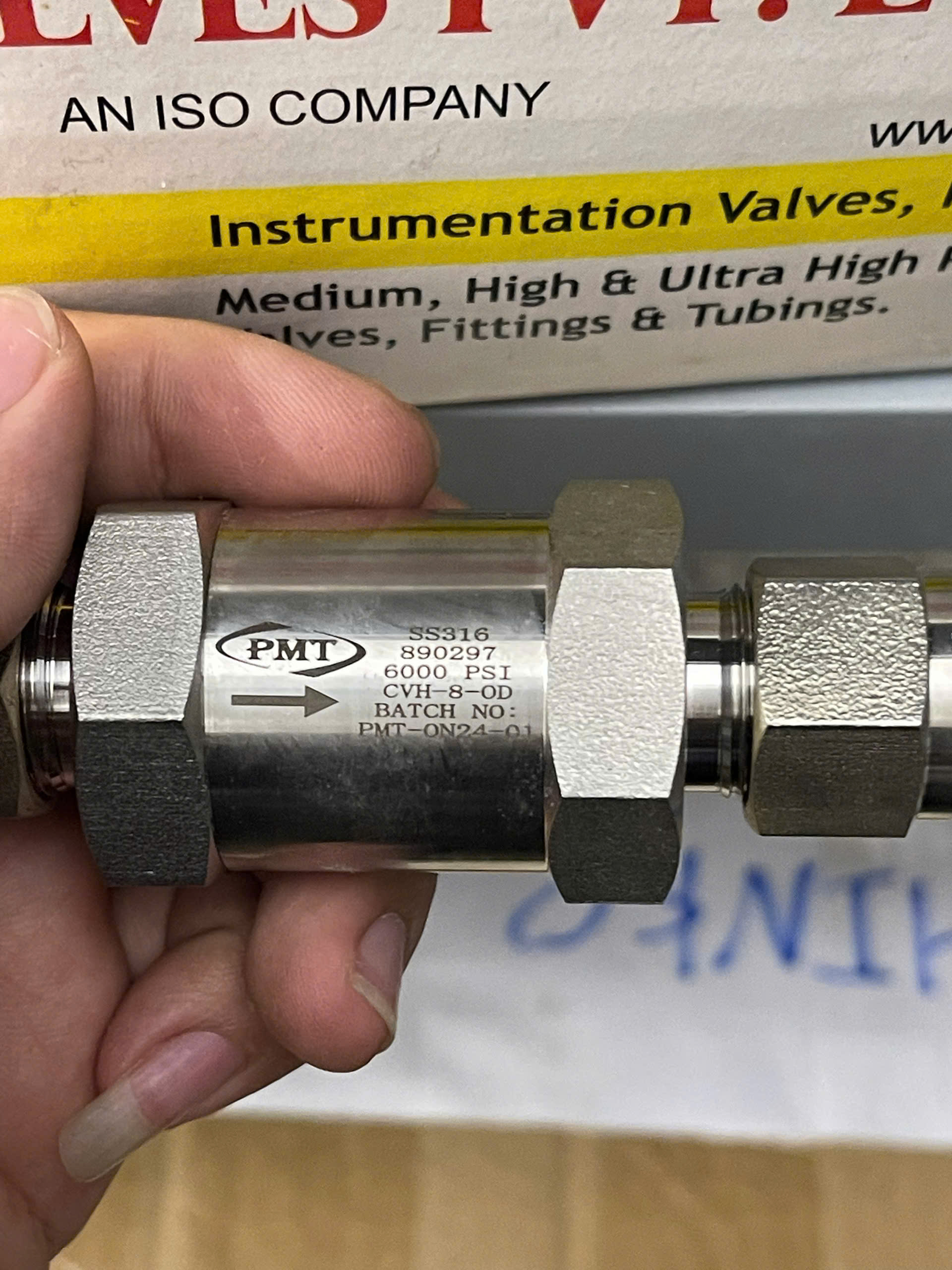PMT Check Valve SS316 CVH-8-OD | Instrumentation Check Valve 6000 PSI